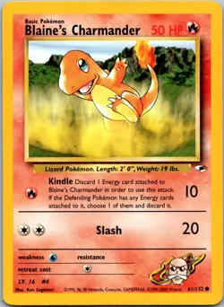 Blaine's Charmander 61/132 Common Gym Heroes Pokemon Unlimited Near Mint - Image 1