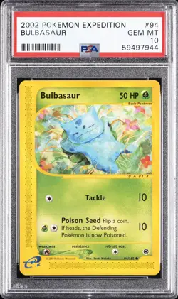 2002 POKEMON EXPEDITION #94 BULBASAUR PSA 10 - Image 1