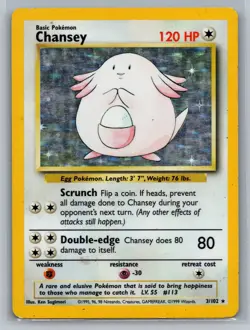 Chansey Base Set #003/102 Holo Rare,Holo Pokemon Card - Image 1