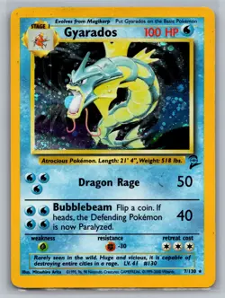 Gyarados Base Set 2 #007/130 Holo Rare Pokemon Card - Image 1