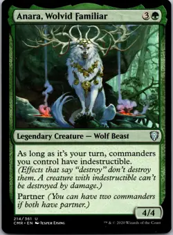 Anara, Wolvid Familiar 214 Uncommon Commander Legends Magic: The Gathering LP - Image 1