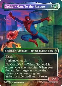 NM Borderless Foil Spider-Man, To the Rescue, MTG, Super Heroes, Magic, 335 - Image 1