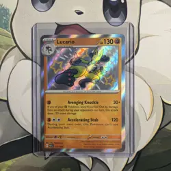 Pokemon Lucario 174/091 SV: Paldean Fates Shiny Rare Holo Card English - Image 1