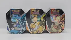 Pokemon TCG - 2021 Eevee Evolutions Tins Set Of 3 - Jolteon, Flareon, Vaporeon V - Image 1