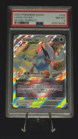 2022 Pokemon TCG Silver Tempest Lugia VSTAR 139/195 Ultra Rare Holo PSA 8 - Image 1