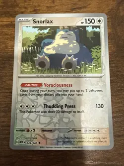 Snorlax 143/165 Uncommon 151 Pokemon TCG Reverse Holo Near Mint - Image 1