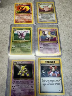 Pokemon TCG Rocket Jungle Lot 6 Mew Alakazam Flareon Clefable Venomoth Sneak Atk - Image 1