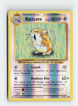 Raticate 67/108 Rare XY - Evolutions Reverse Holofoil Pokemon NM - Image 1