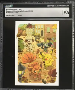 💎[CGC 9.5] Pikachu November Seasonal Pokemon Promo Calendar Postcard 2025 - Image 1