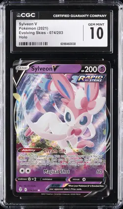 2021 POKEMON EVOLVING SKIES - HOLO #074/203 SYLVEON V CGC 10 GEM MINT - Image 1