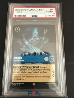 Disney Lorcana Hades Infernal Schemer 147/204 Legendary Non-Foil PSA 10 - Image 1