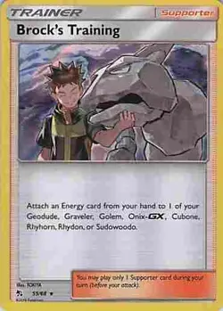 Brock's Training 55/68 Holo R Hidden Fates Pokemon Holo NM/M - Image 1