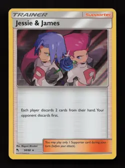 Jessie & James 58/68 Holo Rare Hidden Fates Pokemon Near Mint - Image 1