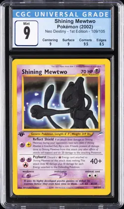 2002 POKEMON NEO DESTINY - 1ST EDITION #109/105 SHINING MEWTWO CGC 9 - Image 1