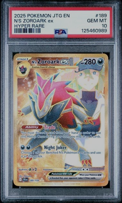 2025 POKEMON JTG EN-JOURNEY TOGETHER HYPER RARE #189 N'S ZOROARK EX PSA 10 - Image 1