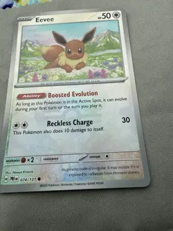 Eevee 074/131 Master Ball Holo Pattern, Prismatic Evolutions, Pokemon TCG, NM - Image 2