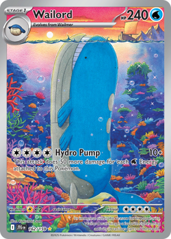 Wailord 162/159 - Illustration Rare - Pokemon Journey Together - NM - Image 1