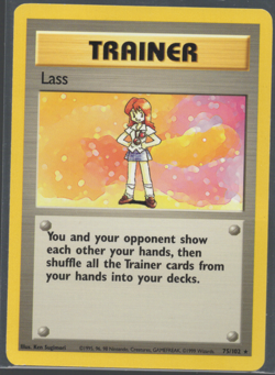Pokemon TCG Lass - 75/102 - Base Set Unlimited Rare Trainer - MP Moderately Play - Image 1