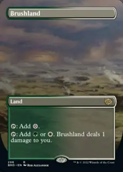 1x Brushland ~~ Borderless Light Play, English The Brothers' War MTG Magic - Image 1