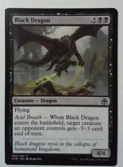 Black Dragon *Uncommon* Magic MtG x1 AFR Adventures in the Forgotten Realms - Image 1
