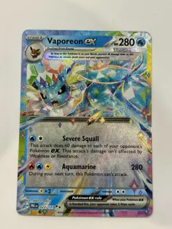 Vaporeon ex 023/131 Prismatic Evolutions Pokemon TCG Holo Double Rare NM - Image 1