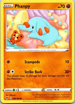 Phanpy 086/185 Vivid Voltage Pokemon TCG Common NM - Image 1