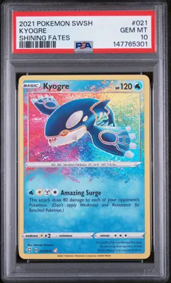 Kyogre 021/072 Shining Fates Pokemon PSA 10 - Image 1