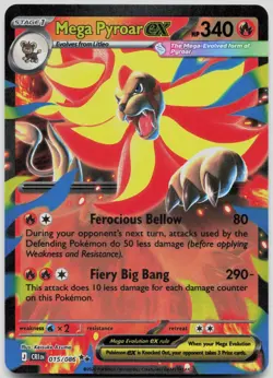 Mega Pyroar ex 015/086 Holo Double Rare Chaos Rising Pokemon Holo Near Mint - Image 1