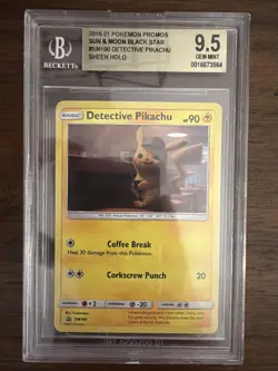 Pokemon Promos Sun & Moon Black Star Promo Detective Pikachu #SM190 Beckett 9.5 - Image 1