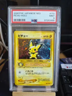 PSA 9 Pichu Neo Holo Pokemon Card Japanese Edition 2000 #172 Mint - Image 1