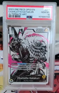 2023 ONE PIECE OP03-PILLARS OF STRENGTH ALTERNATE ART CHARLOTTE KATAKURI PSA 10 - Image 1