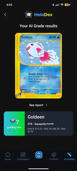 Nintendo Pokemon TCG Goldeen 78/147 Aquapolis Regular Common 40HP English - Image 3
