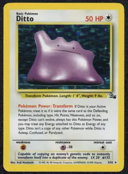 1999 Pokemon Ditto #3 (Holo) - Fossil - LP - Image 1