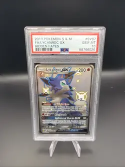 LYCANROC GX POKEMON SV67 2019 HIDDEN FATES FULLART SHINY ENGLISCH PSA 10 - Image 1