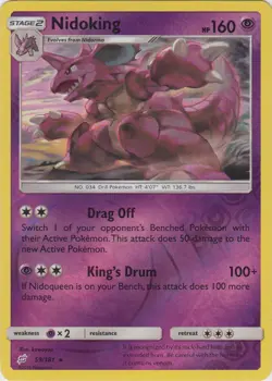 1x Nidoking - 59/181 - Rare - Reverse Holo Lightly Played Pokemon SM09 - Team Up - Image 1