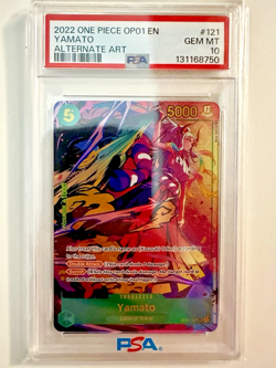 2022 One Piece OP01 EN Yamato Parallel Alt Art Foil OP01-121 PSA 10 - Image 1
