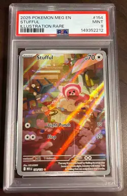 2025 Pokemon Mega Evolution Stufful #154/132 Illustration Rare PSA 9 - Image 1