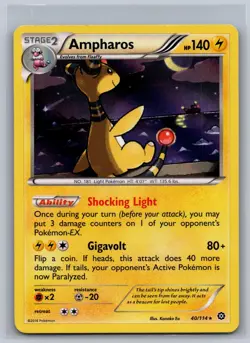 Ampharos 40/114 Holo Rare Steam Siege Pokemon Lightly Played - Image 1