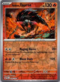 Paldean Tauros 028/193 Paldea Evolved Reverse Holo Pokemon TCG NM - Image 1