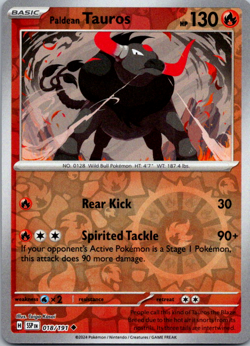 Pokemon Surging Sparks Paldean Tauros 018/191 Reverse Holo TCG NM/M - Image 1
