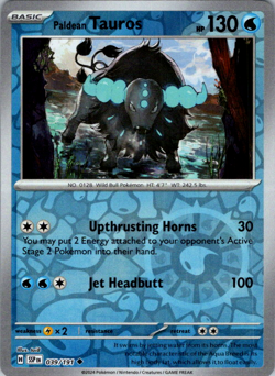 Pokemon Paldean Tauros 039/191 Surging Sparks Reverse Holo Foil NM/M - Image 1