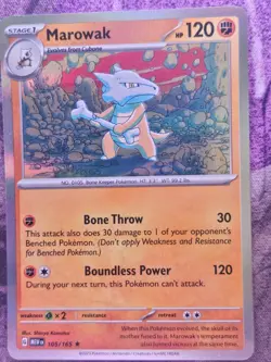 Marowak 105/165 Rare 151 Pokemon Holo Near Mint - Image 1