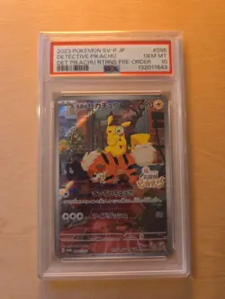 2023 POKEMON JAPANESE SV-P PROMO #098 DETECTIVE PIKACHU PSA 10 - Image 1
