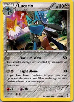 Lucario 63/124 Holo Rare Fates Collide Pokemon Holo Near Mint - Image 1
