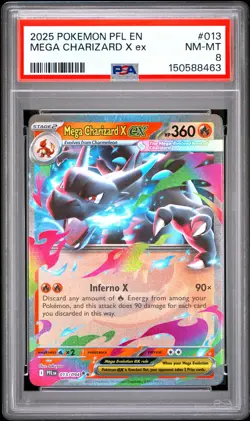2025 POKEMON PFL EN-PHANTASMAL FLAMES #013 MEGA CHARIZARD X EX PSA 8 - Image 1