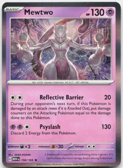 Mewtwo 150/165 Rare 151 Pokemon Holo Near Mint - Image 1