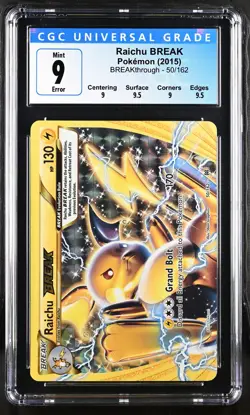 ERROR Raichu Break 50/162 Holo Breakthrough Pokemon CGC 9 Mint INVERTED BACK - Image 2