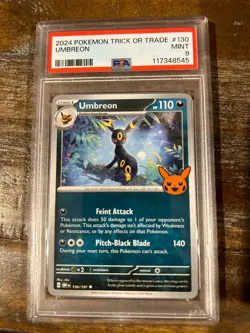 Pokemon 2024 Trick Or Trade UMBREON #130 PSA 9 Mint RARE - Image 1