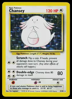 Pokemon Card - Chansey Base Set Unlimited 3/102 Holo Holo Rare - Image 1