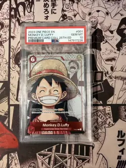 Monkey D Luffy P-001 25th Anniversary 2023 One Piece Premium Card PSA 10 ENGLISH - Image 1
